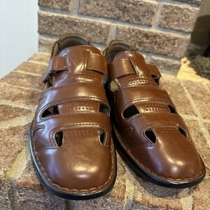 Men's Stacy Adams Aramis Fisherman Sandal Cognac 25380-221 Sz 10.5 Weaved #0092